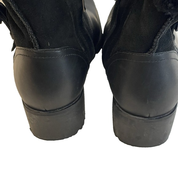 UGG Australia Women's 1914 Bellvue Sheepskin Leather Winter Boots Black Moto 6.5 - Picture 6 of 8